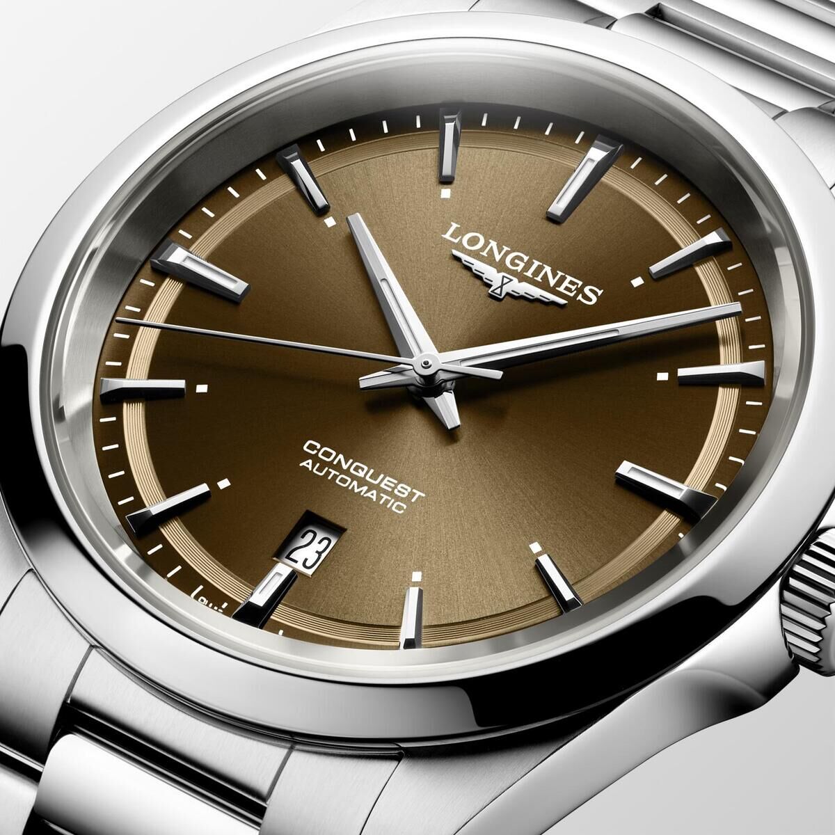 Longines Conquest Brown Dial Stainless Steel Mens Watch L38304626