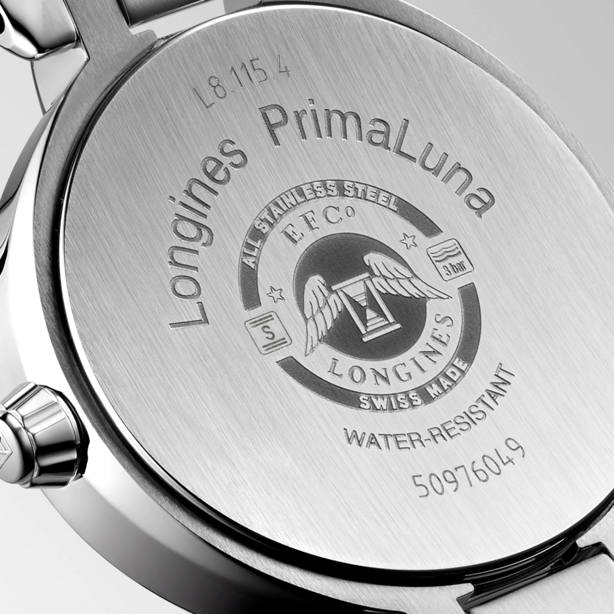 Longines PrimaLuna Green Diamond Set Dial Stainless Steel Womens Quartz Watch L81154676