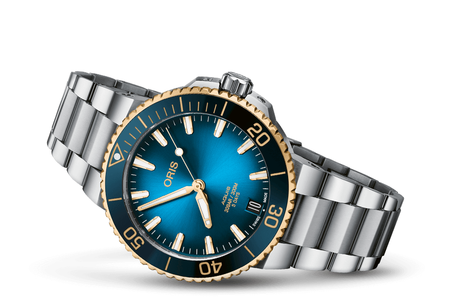 Oris Aquis Date Calibre 400 Blue Dial Bi-Colour Mens 41.5mm Watch
