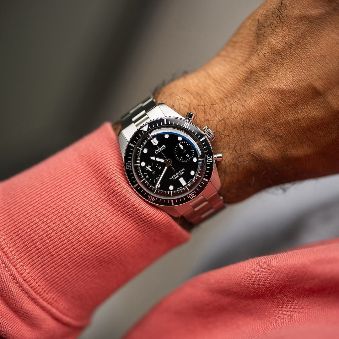 Oris Divers Sixty-Five Black Dial Stainless Steel Mens Chronograph Watch