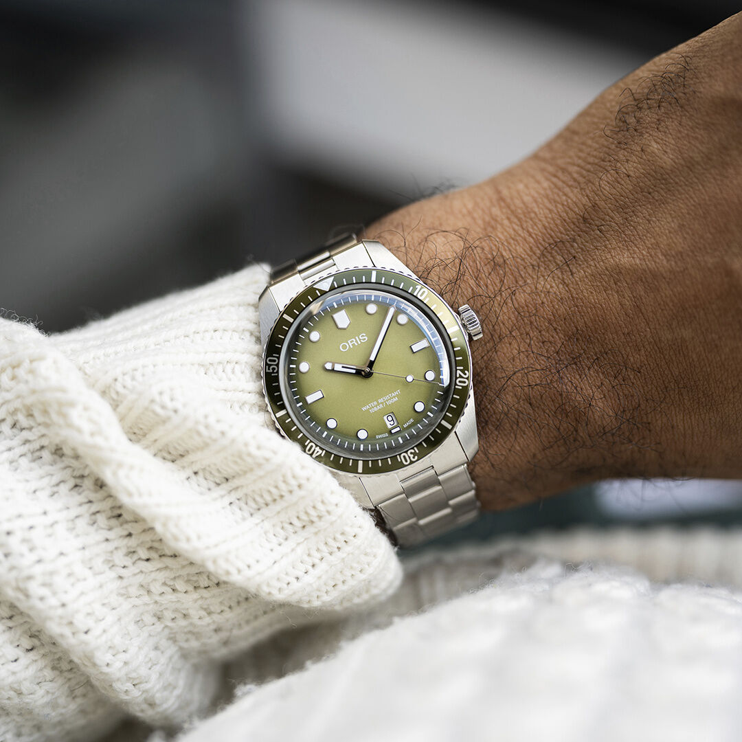 Oris Divers Sixty-Five Forest Green Dial Stainless Steel Mens Watch