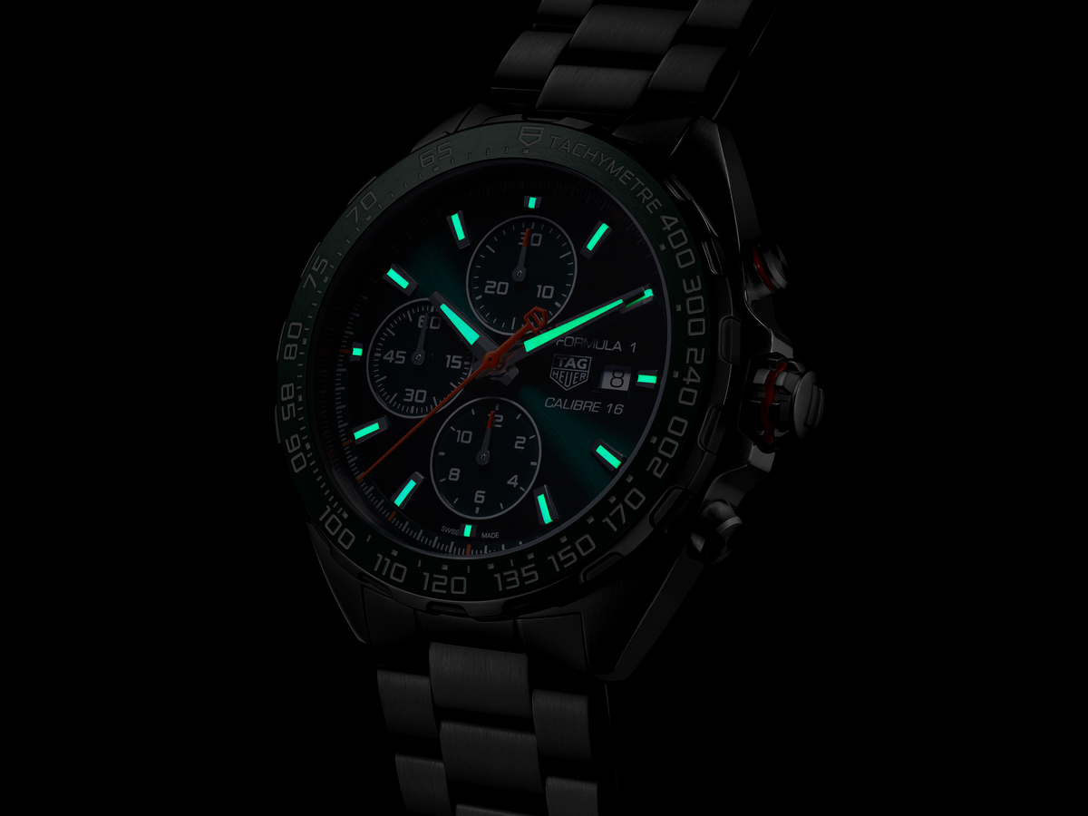 TAG Heuer Formula 1 Calibre 16 Automatic Green Dial Stainless Steel Mens Chronograph Watch CAZ201H.BA0876