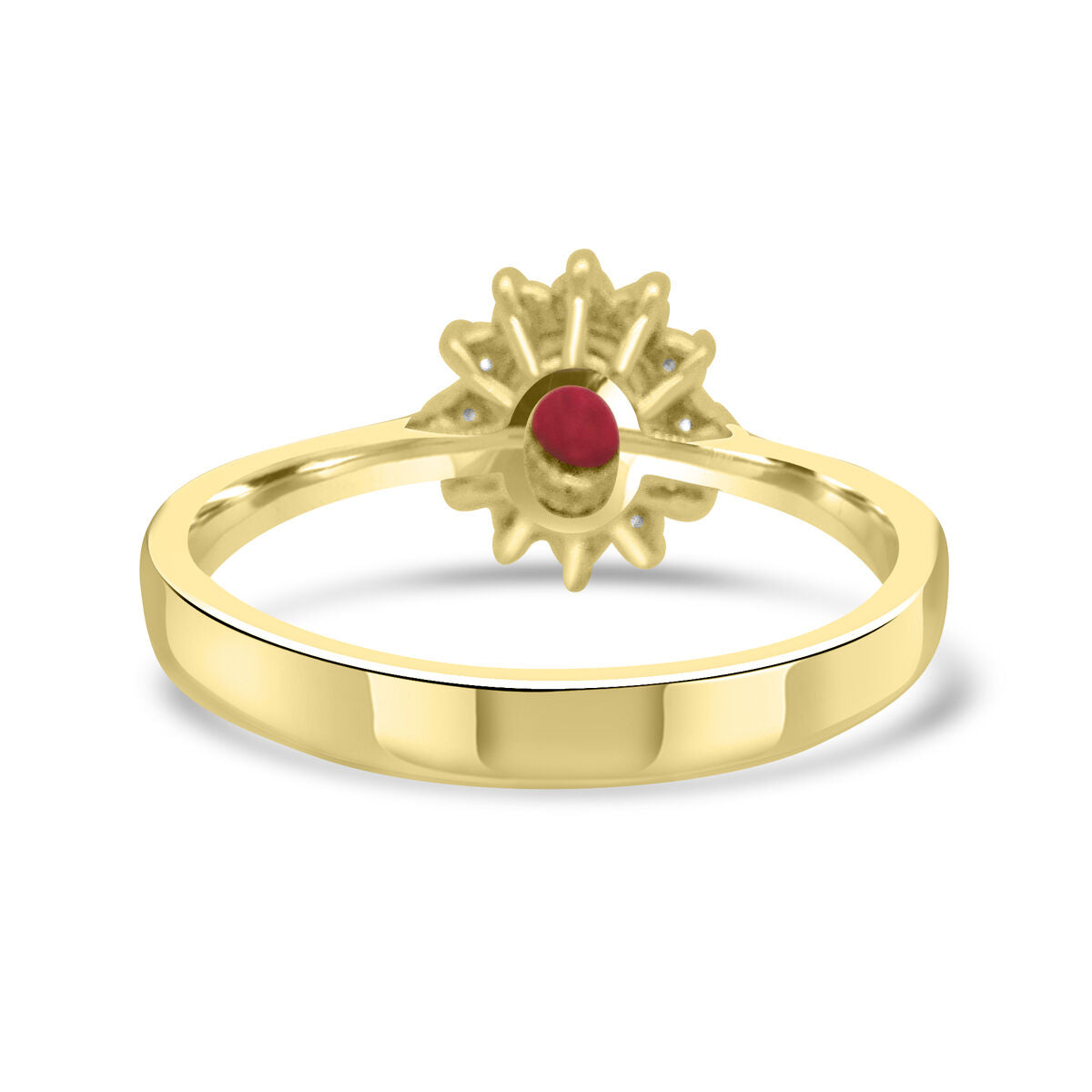 18ct Gold Oval Burmese Ruby & Diamond Set Cluster Ring
