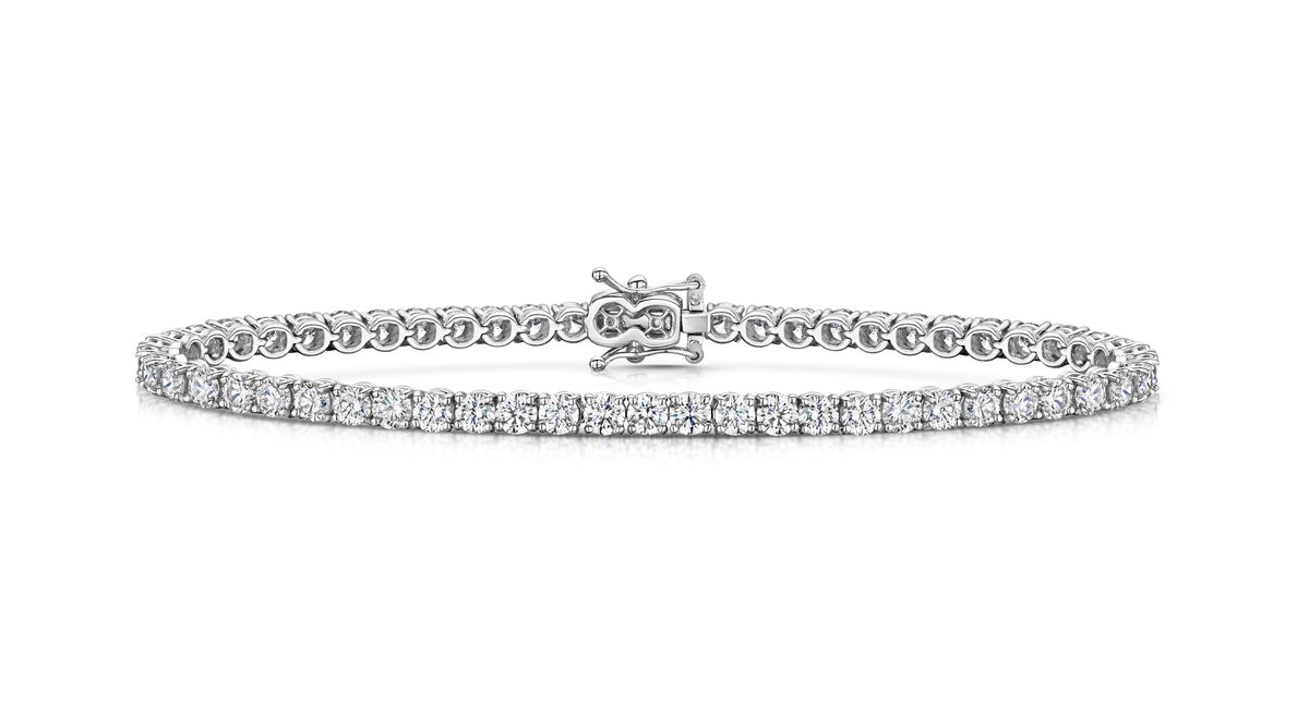 18ct White Gold 6.50ct Diamond Claw Set Line Tennis Bracelet