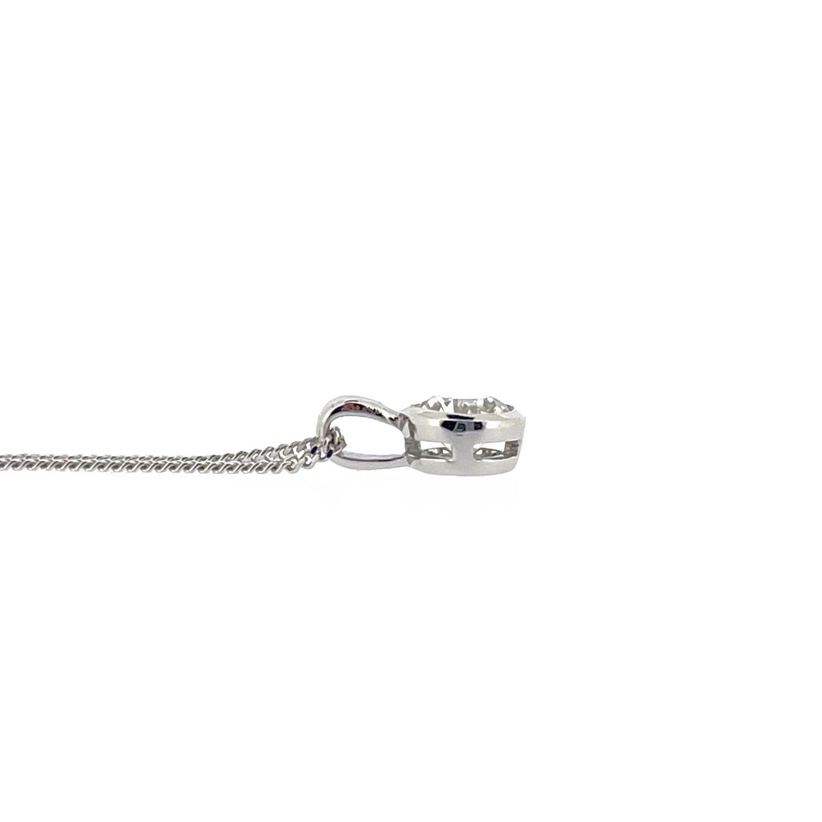 18ct White Gold Rubover Set 0.50ct Diamond Pendant Necklace