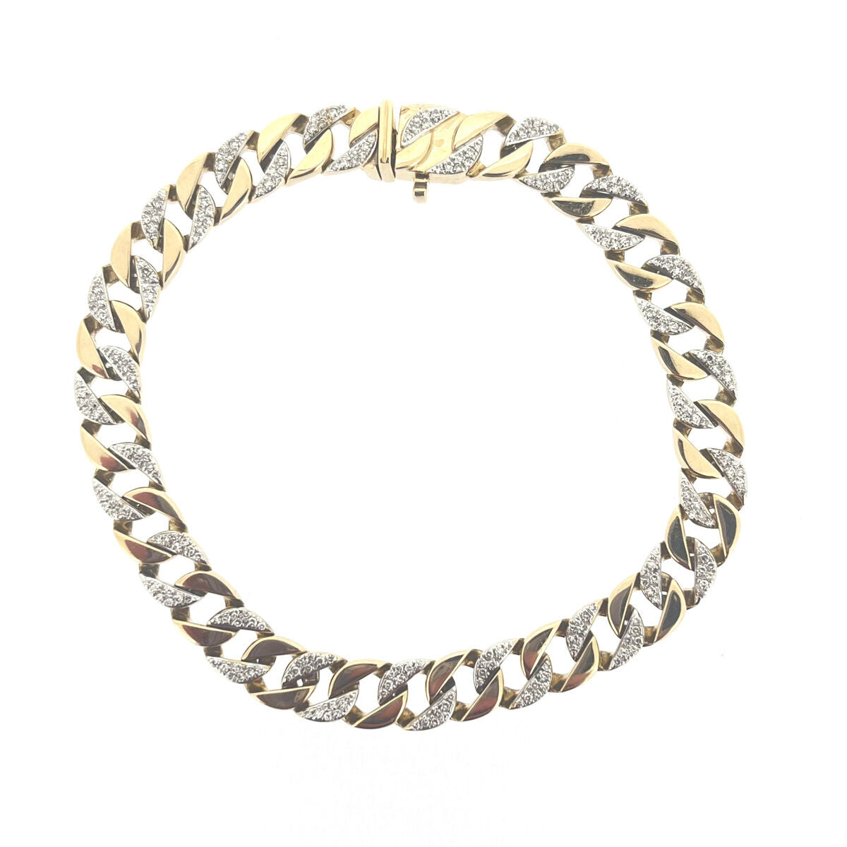 9ct Gold Diamond Set Curb Link Bracelet