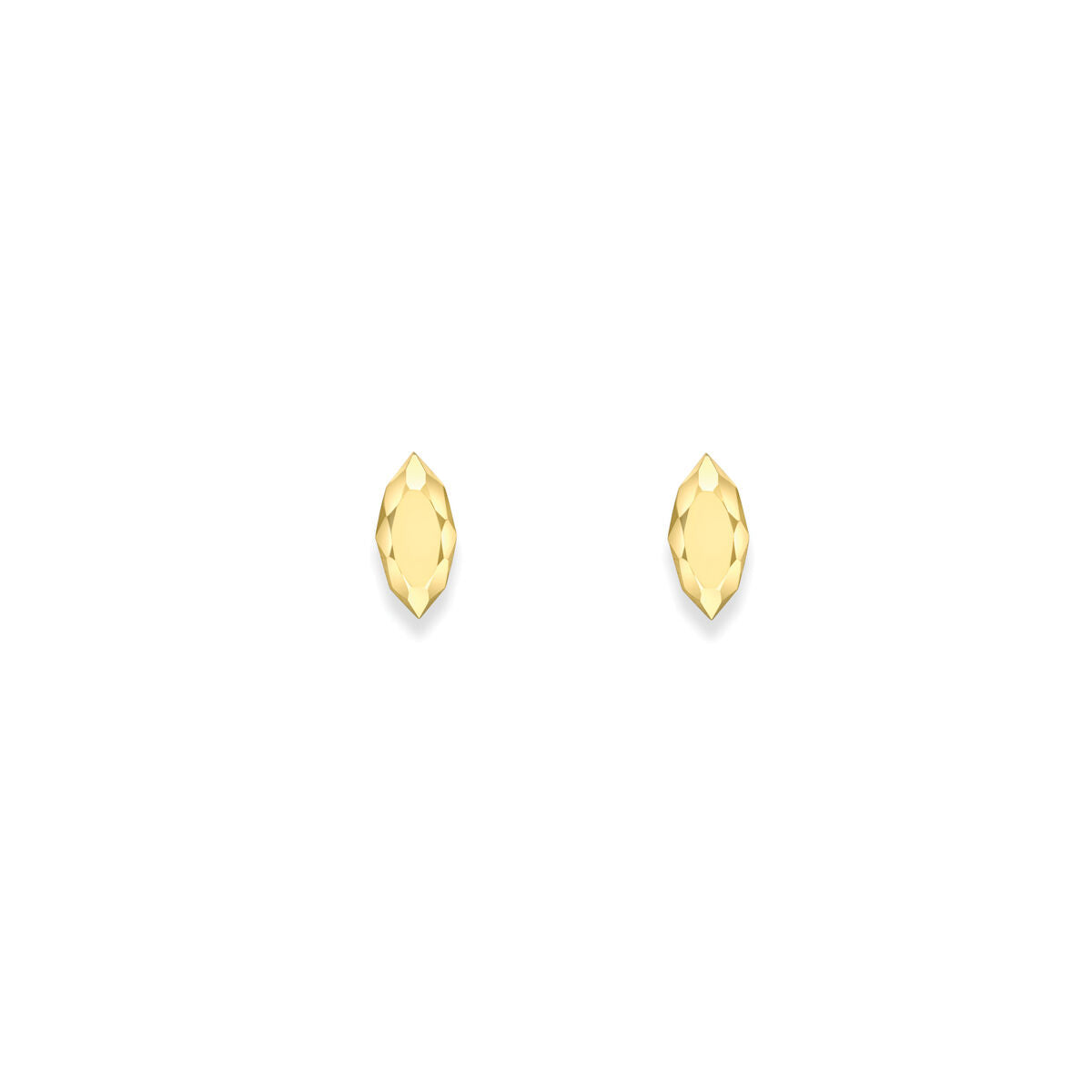 9ct Gold Faceted Marquise Shape Stud Earrings