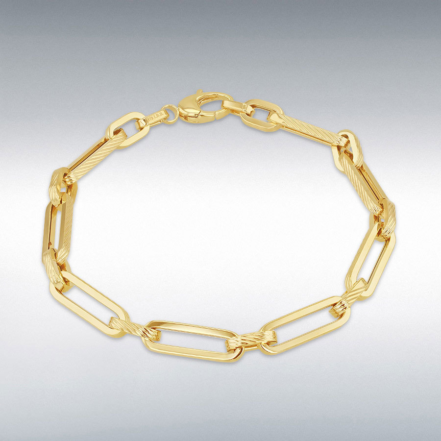 9ct Gold Square Profile Oval Link Design Bracelet