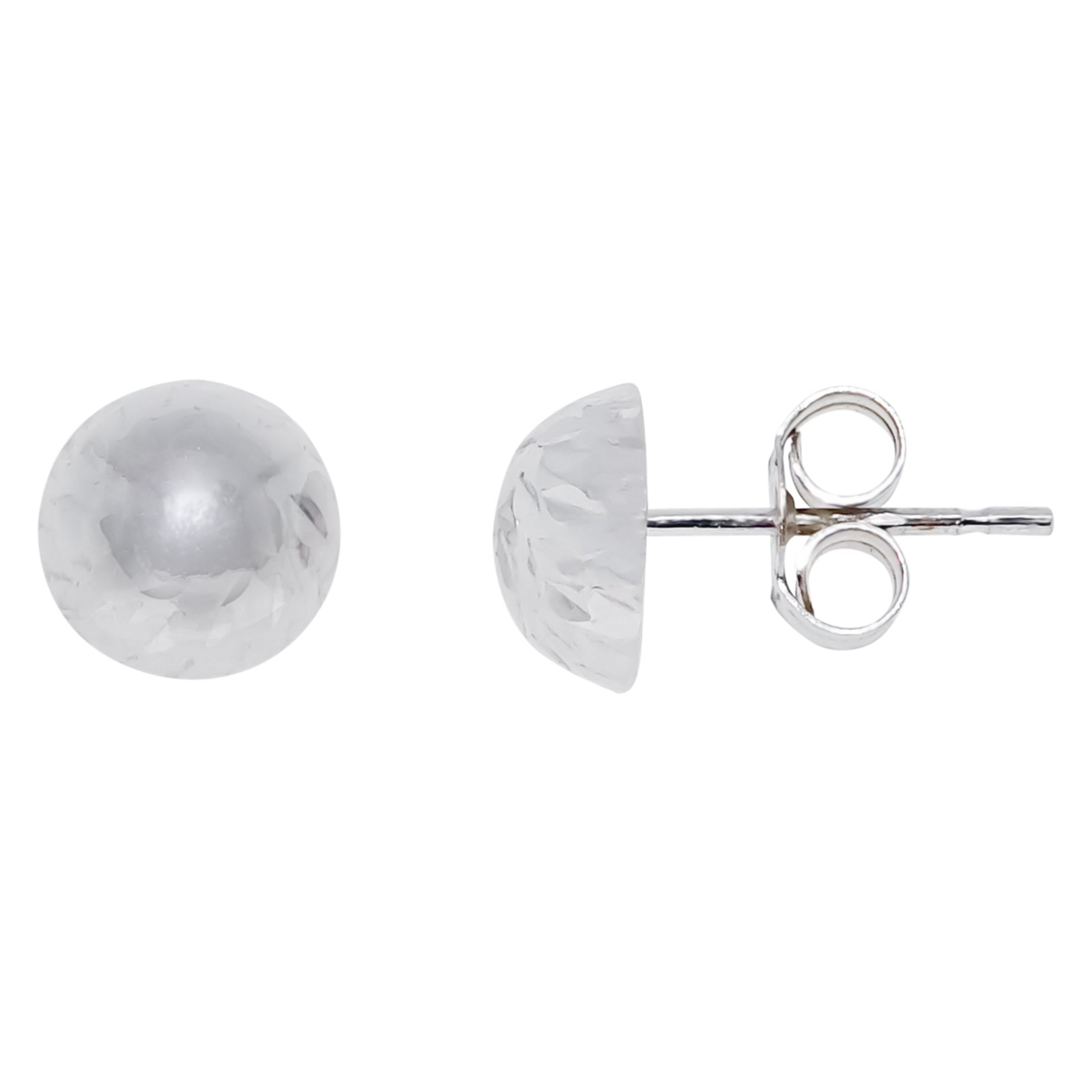 9ct White Gold Diamond Cut Dome Stud Earrings