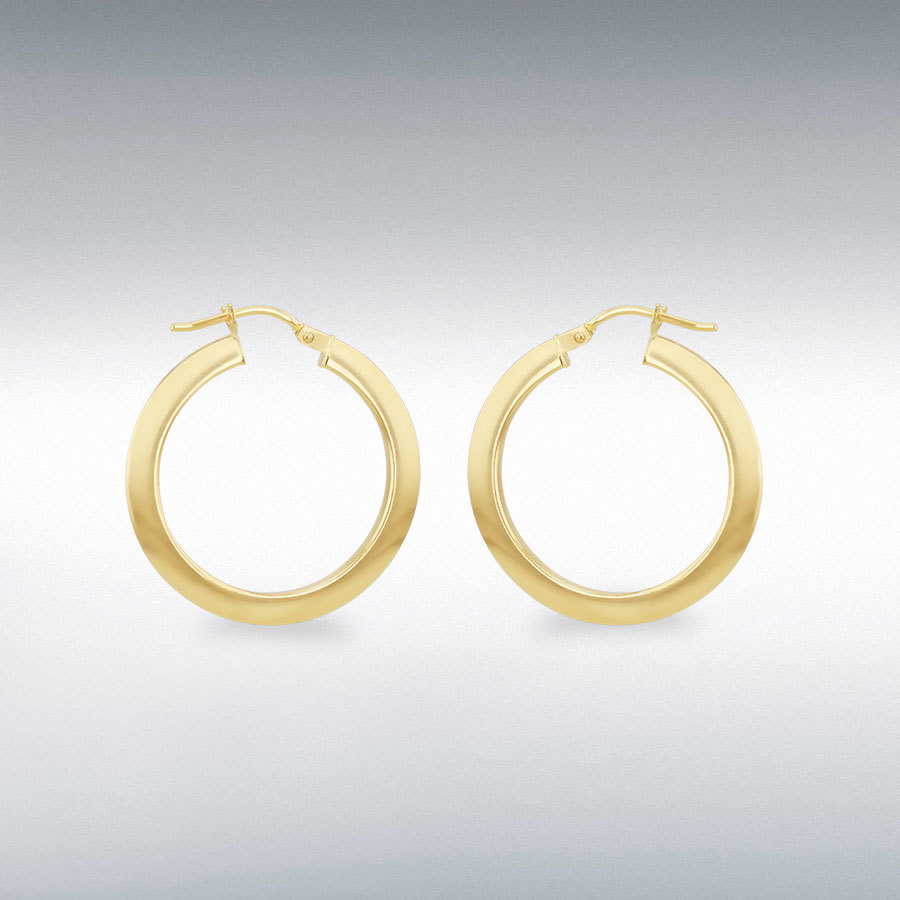 9ct Yellow Gold Diamond Cut & Polished Hoop Earrings (20mm)