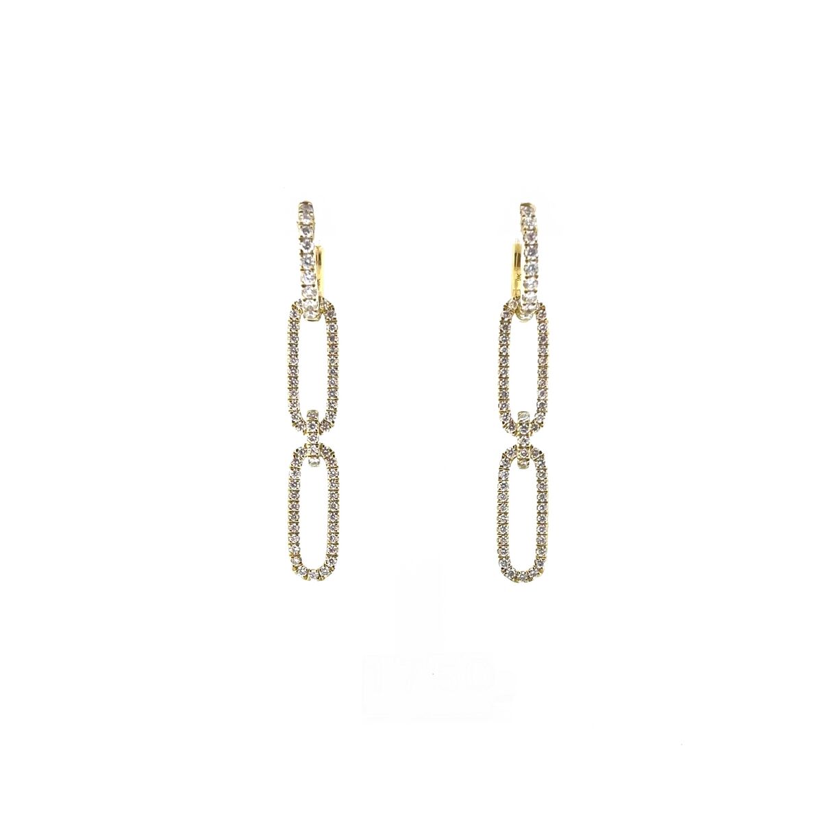 9ct Yellow Gold Diamond Set Double Oval Drop Earrings