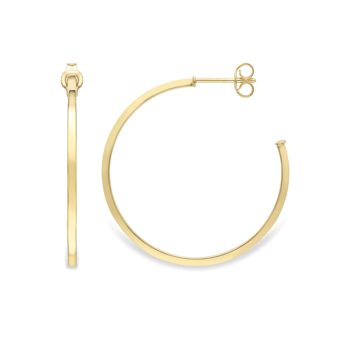 9ct Yellow Gold Plain Polished Hoop Earrings
