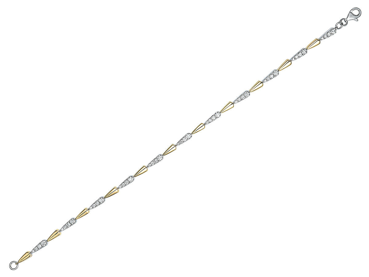 9ct Yellow & White Gold Diamond Set Contemporary Hayseed Bracelet