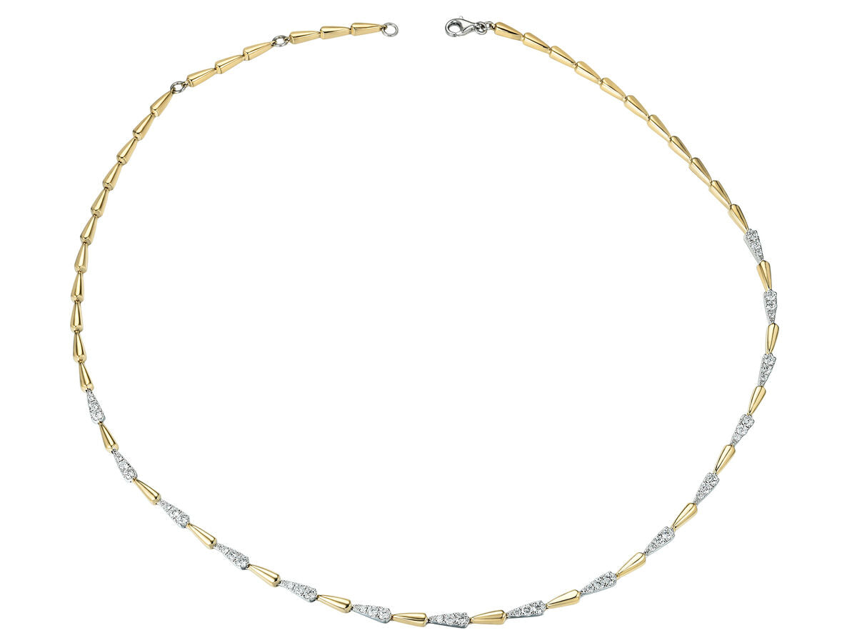9ct Yellow & White Gold Diamond Set Contemporary Hayseed Necklace