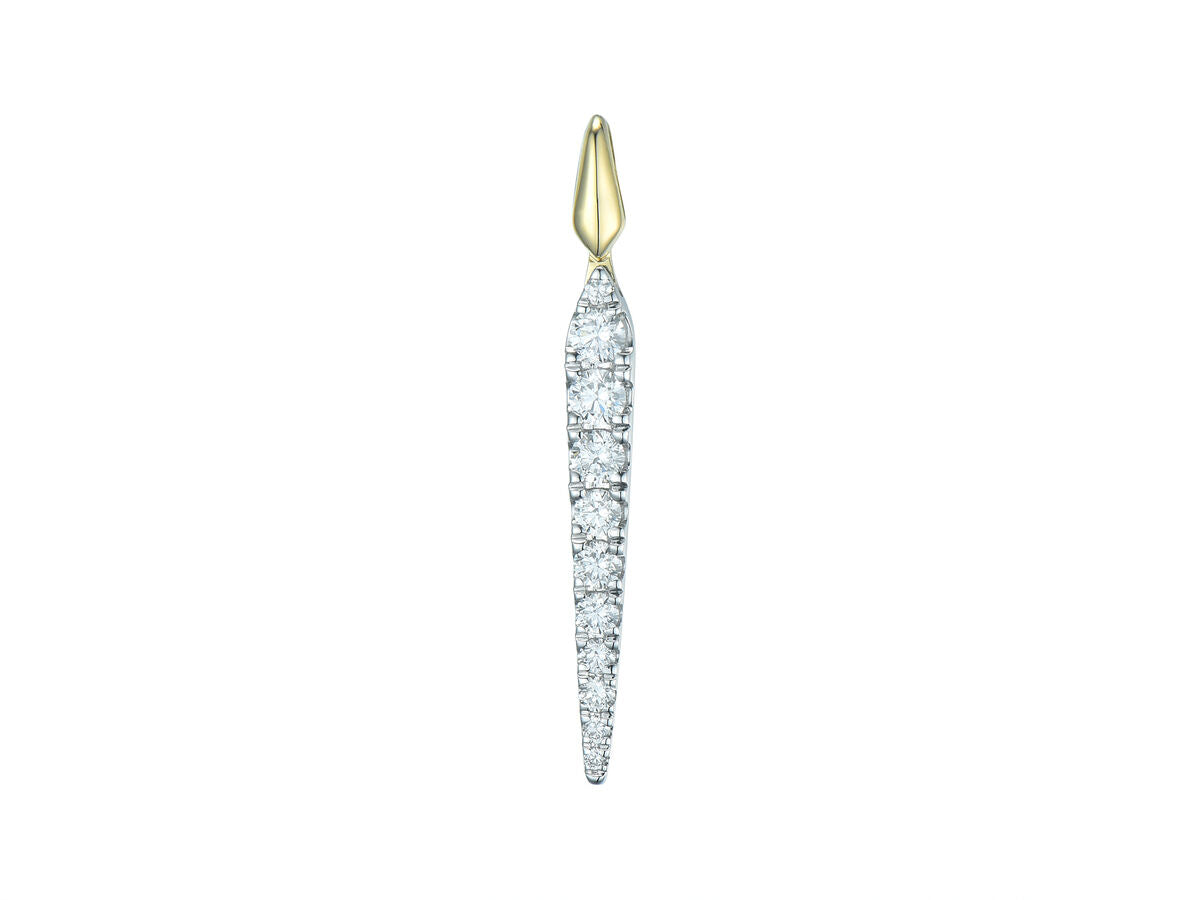 9ct Yellow & White Gold Two Tone Diamond Set Tapered Bar Pendant Necklace