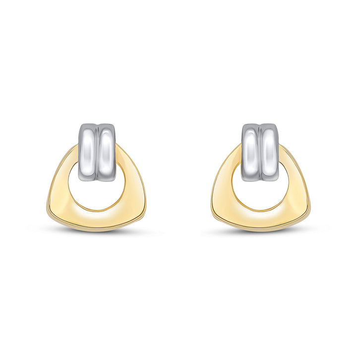 9ct Yellow & White Gold Two Tone Door Knocker Stud Earrings