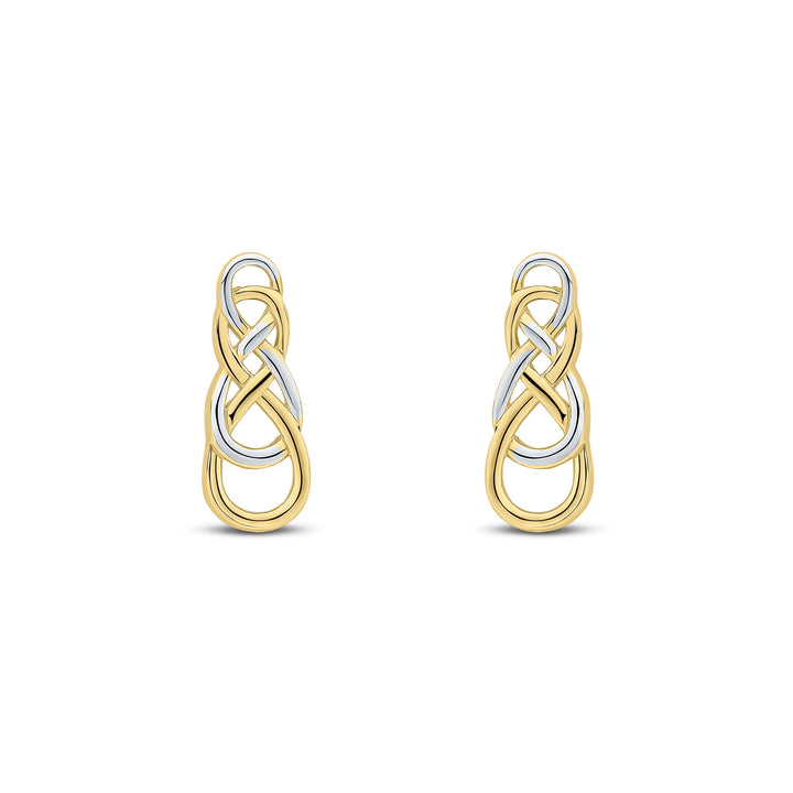 9ct Yellow & White Gold Two Tone Fancy Figure of Eight Drop Earrings
