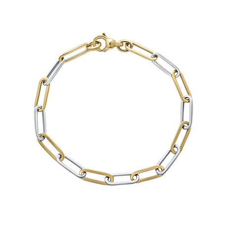 9ct Yellow & White Gold Two Tone Paper Chain Link Bracelet