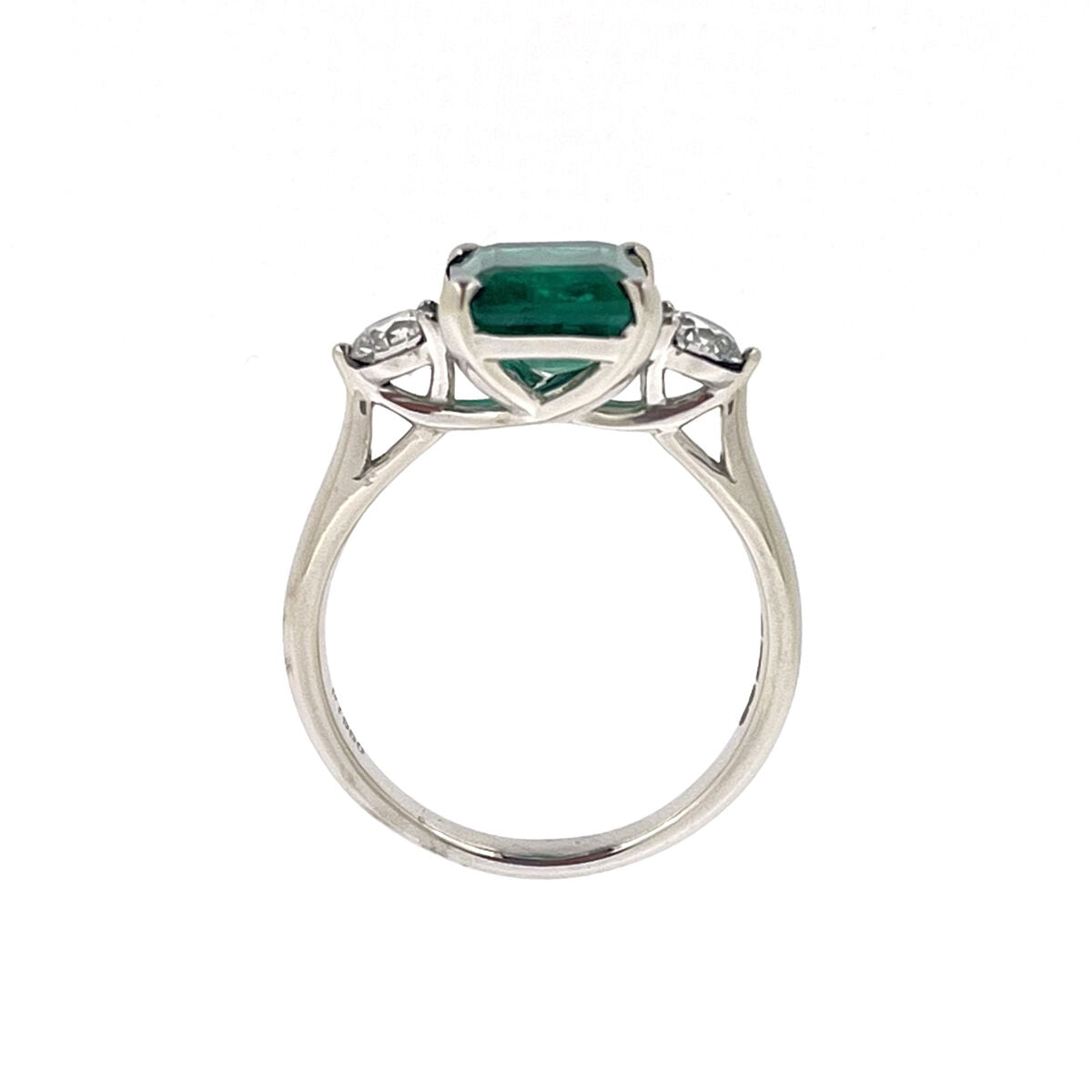 Platinum Emerald & Diamond Set Three Stone Trilogy Ring