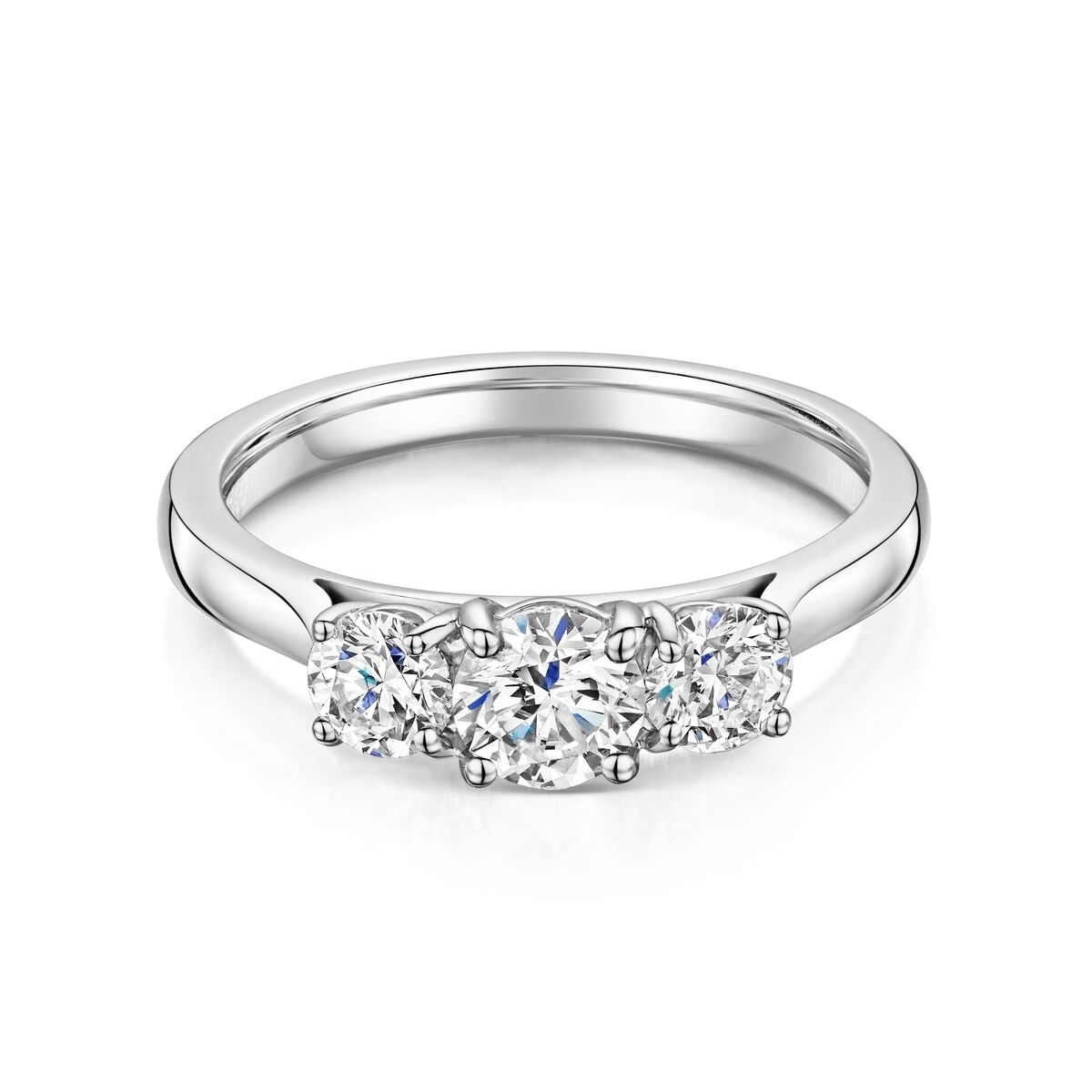 Platinum Graduated Three Stone Diamond 1.50ct Claw Set Trilogy Ring