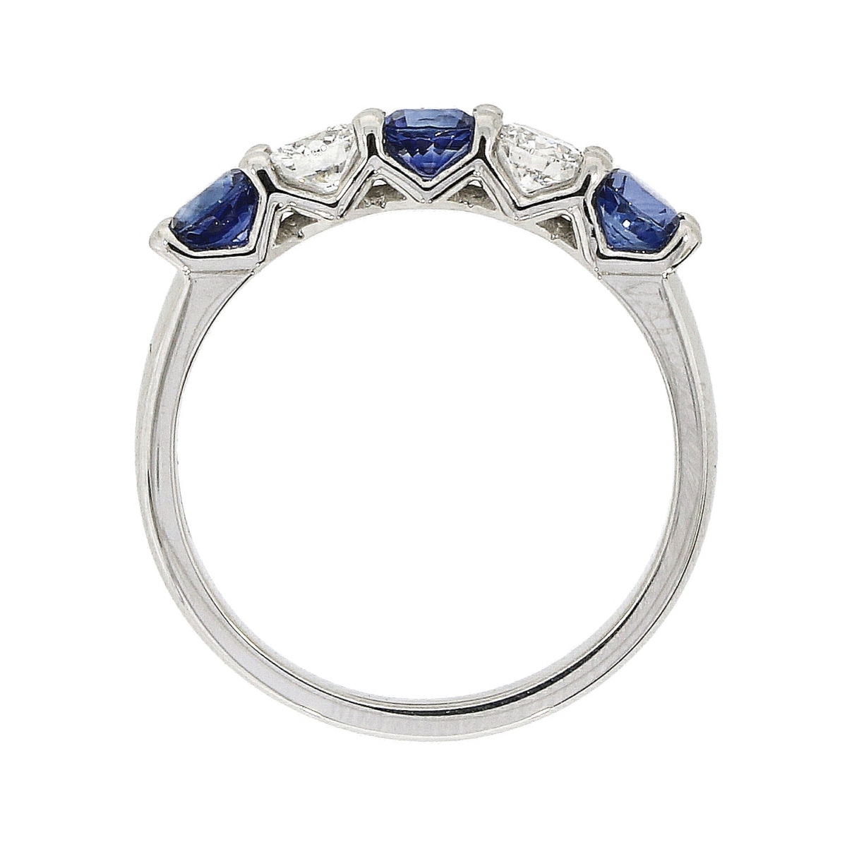 Platinum Sapphire & Diamond Five Stone Half Eternity Ring