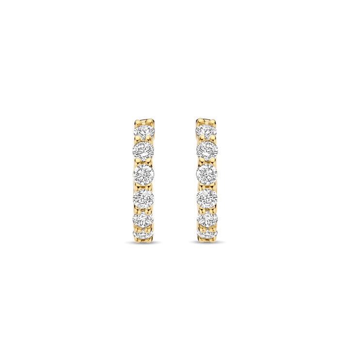 TI SENTO Gold Plated Sterling Silver Cubic Zirconia Set Huggy Hoop Earrings