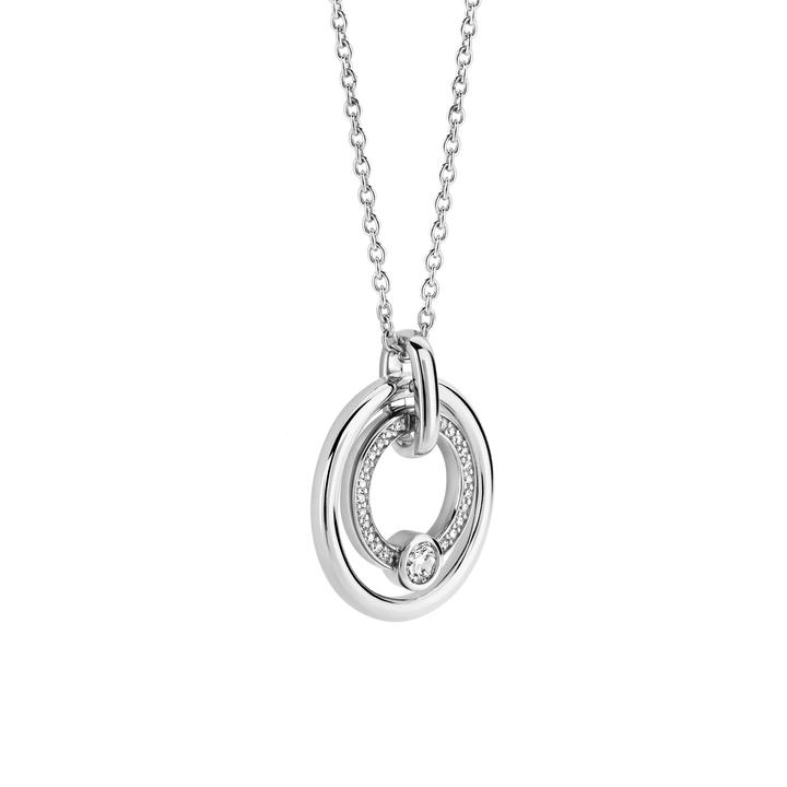 TI SENTO Sterling Silver Cubic Zirconia Set Circle Pendant Necklace