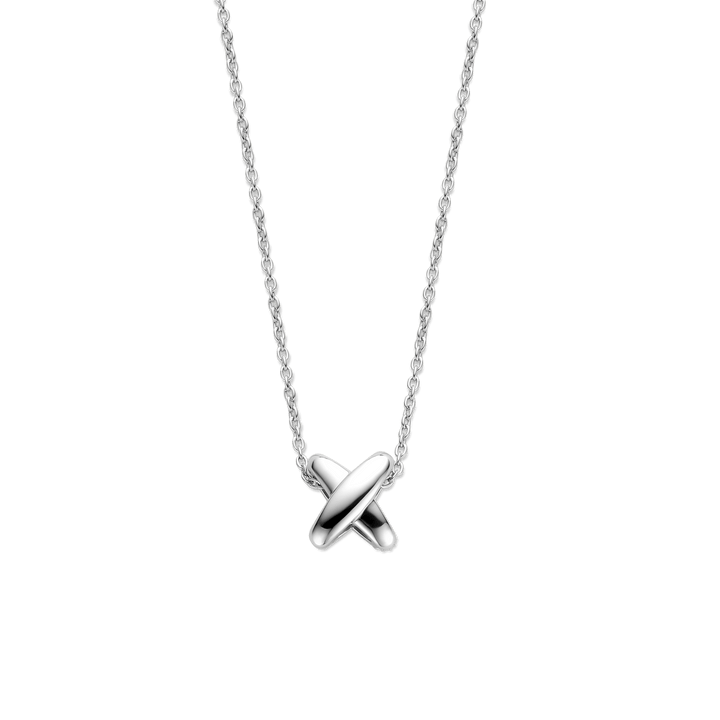 TI SENTO Sterling Silver Cubic Zirconia Set Crossover Pendant Necklace