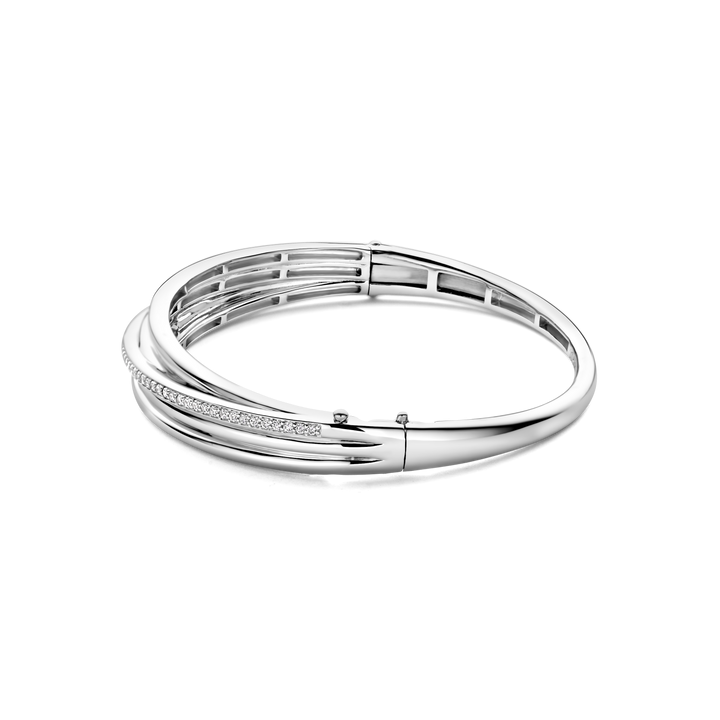 TI SENTO Sterling Silver Cubic Zirconia Set Hinged Bangle