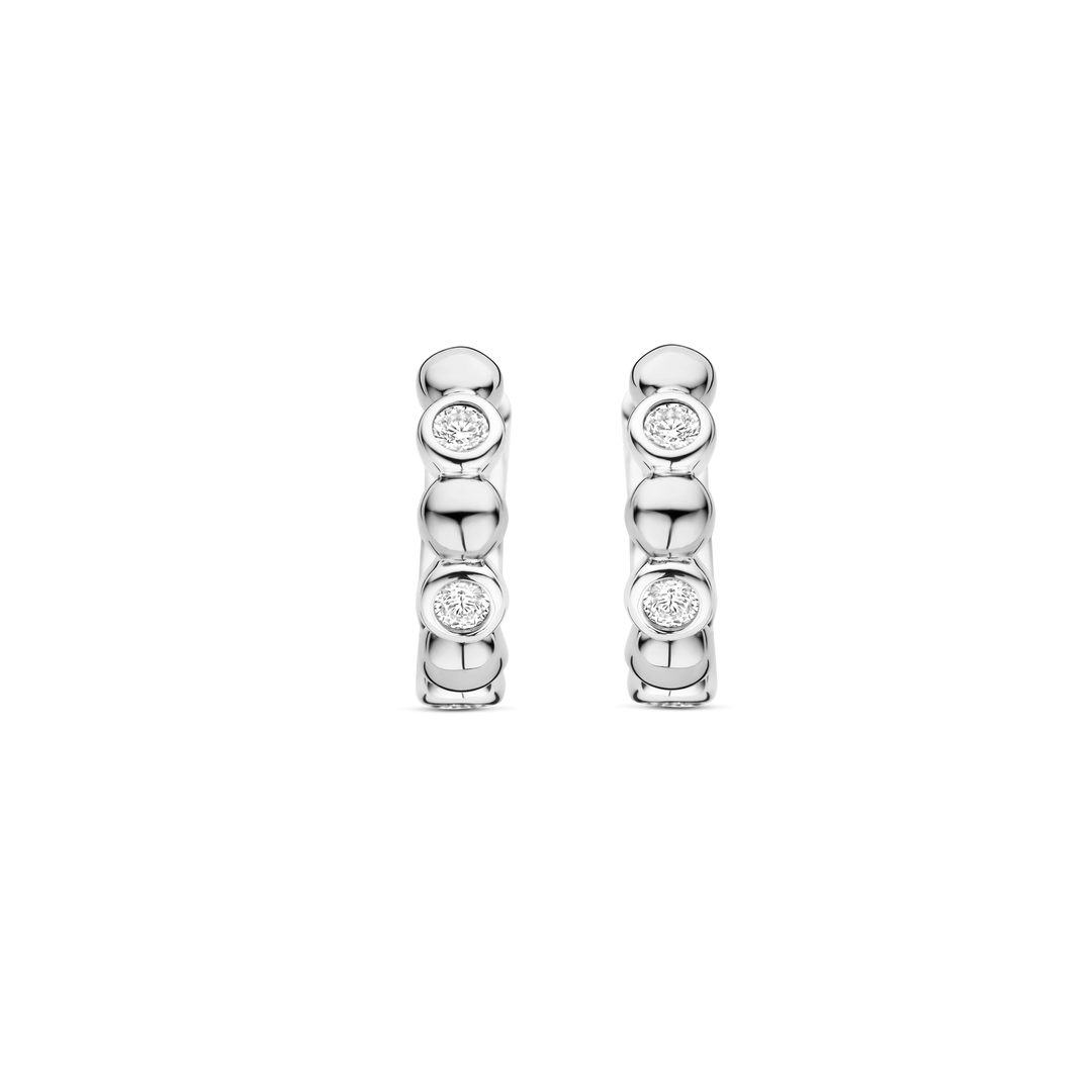 TI SENTO Sterling Silver Cubic Zirconia Set Huggy Hoop Earrings