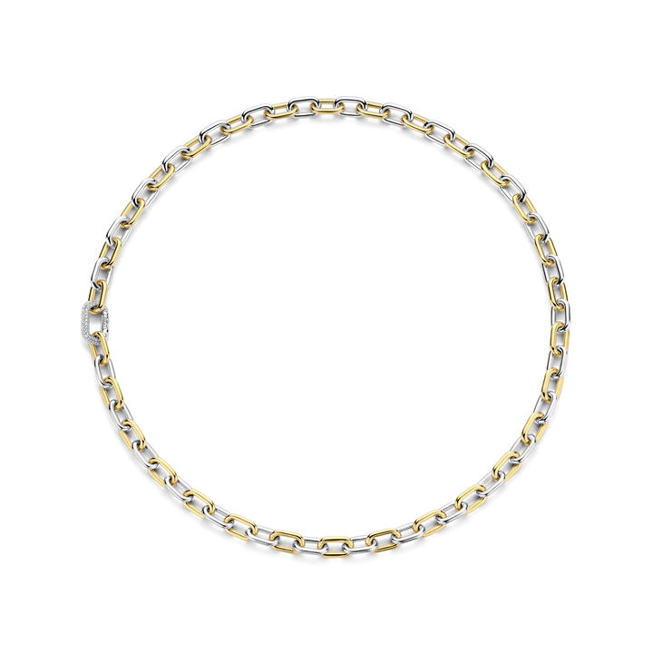 TI SENTO Sterling Silver & Gold Plated Two Tone Cubic Zirconia Set Necklace