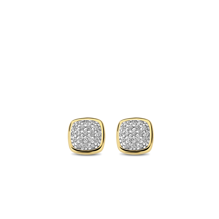 TI SENTO Sterling Silver & Gold Plated Two Tone Cubic Zirconia Set Stud Earrings
