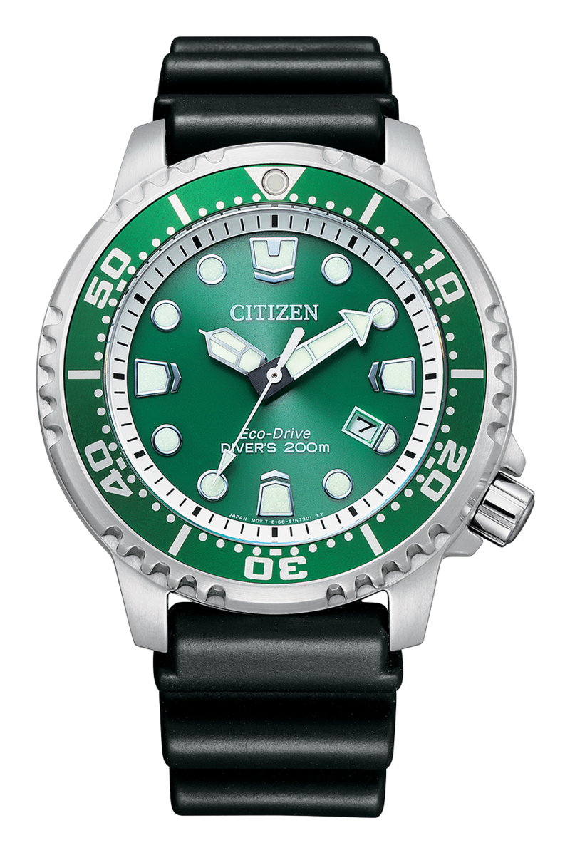 Citizen Eco-Drive Promaster Diver Green Dial Stainless Steel Mens