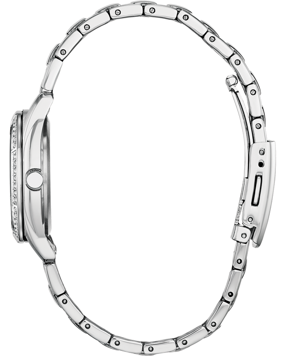 Citizen Eco-Drive Silhouette Crystal Mother of Pearl Dial Stainless Steel Womens Watch EW2570-58N