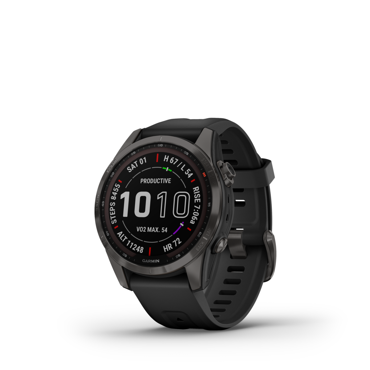 GARMIN fēnix 7S Sapphire Solar Carbon Grey Polymer & Titanium Smartwatch 010-02539-25