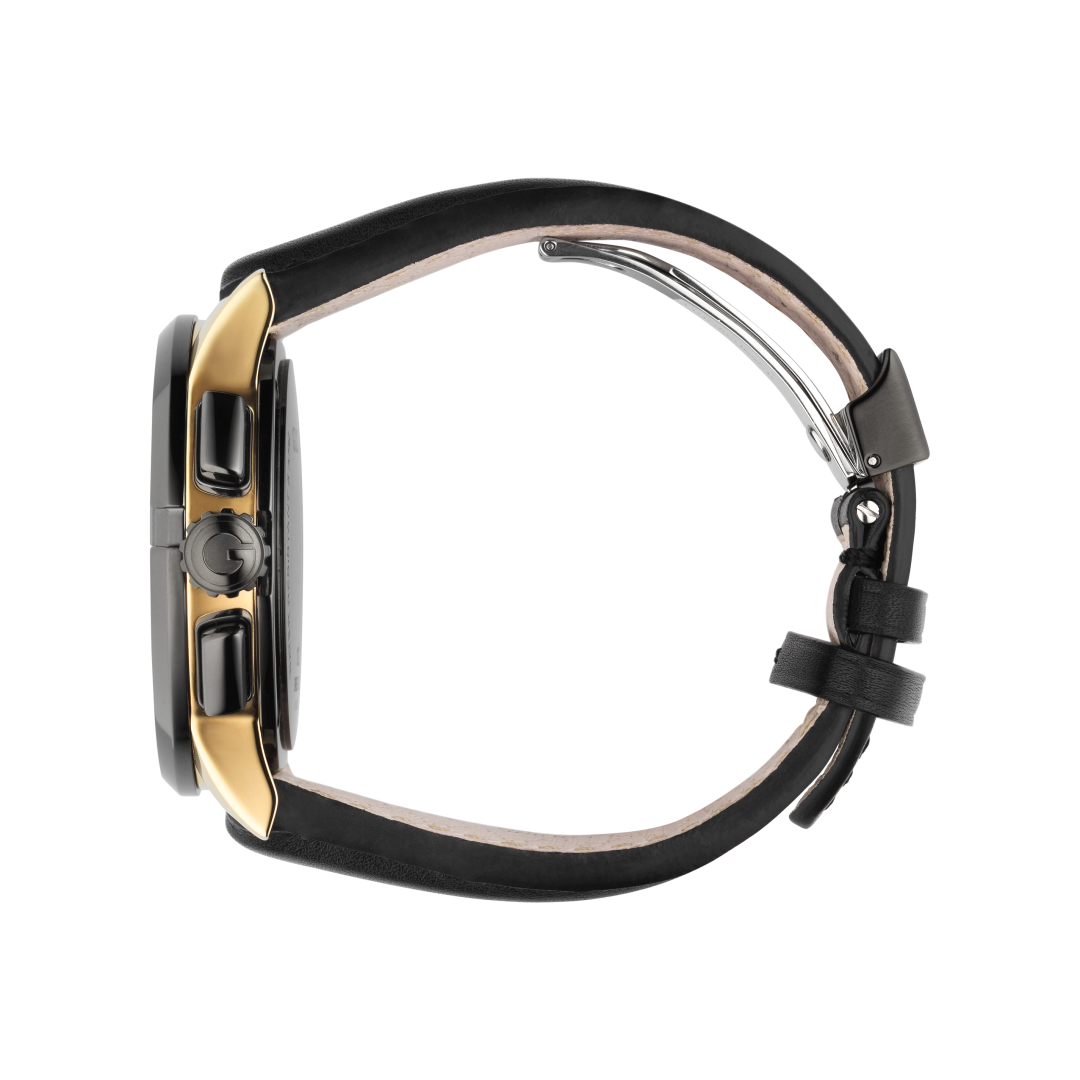 Gucci G-Chrono Black Dial PVD Gold Plated Mens Quartz Chronograph Watch YA101203