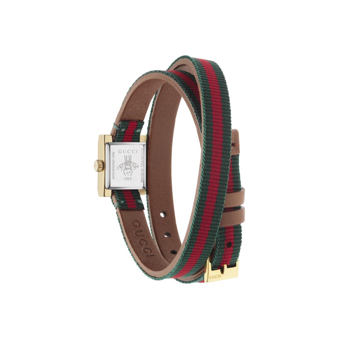 Gucci G-Frame Multi-Colour Dial PVD Gold Plated Womens Quartz Watch YA128527