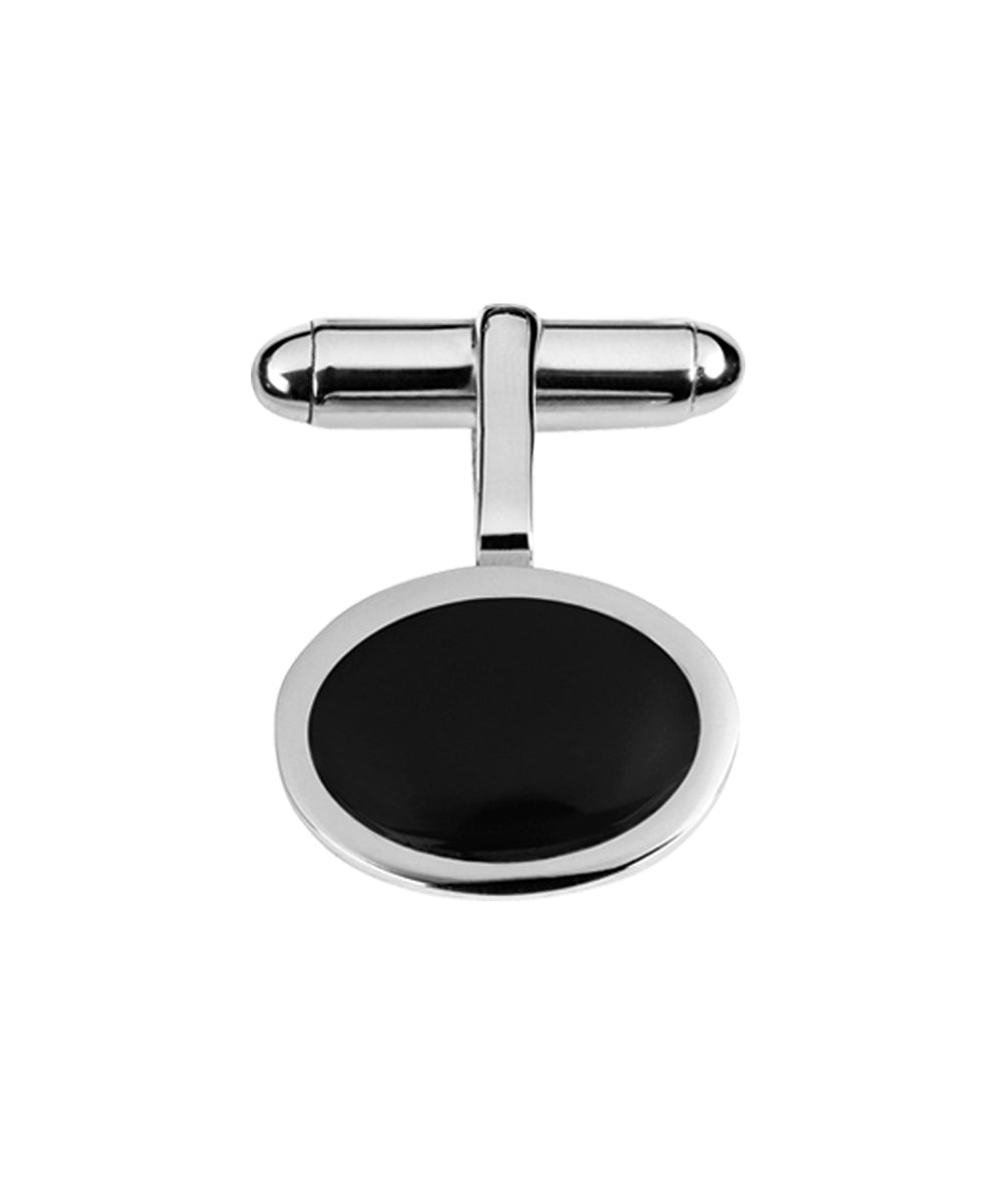 Sterling Silver & Onyx Classic Oval T-Bar Cufflinks