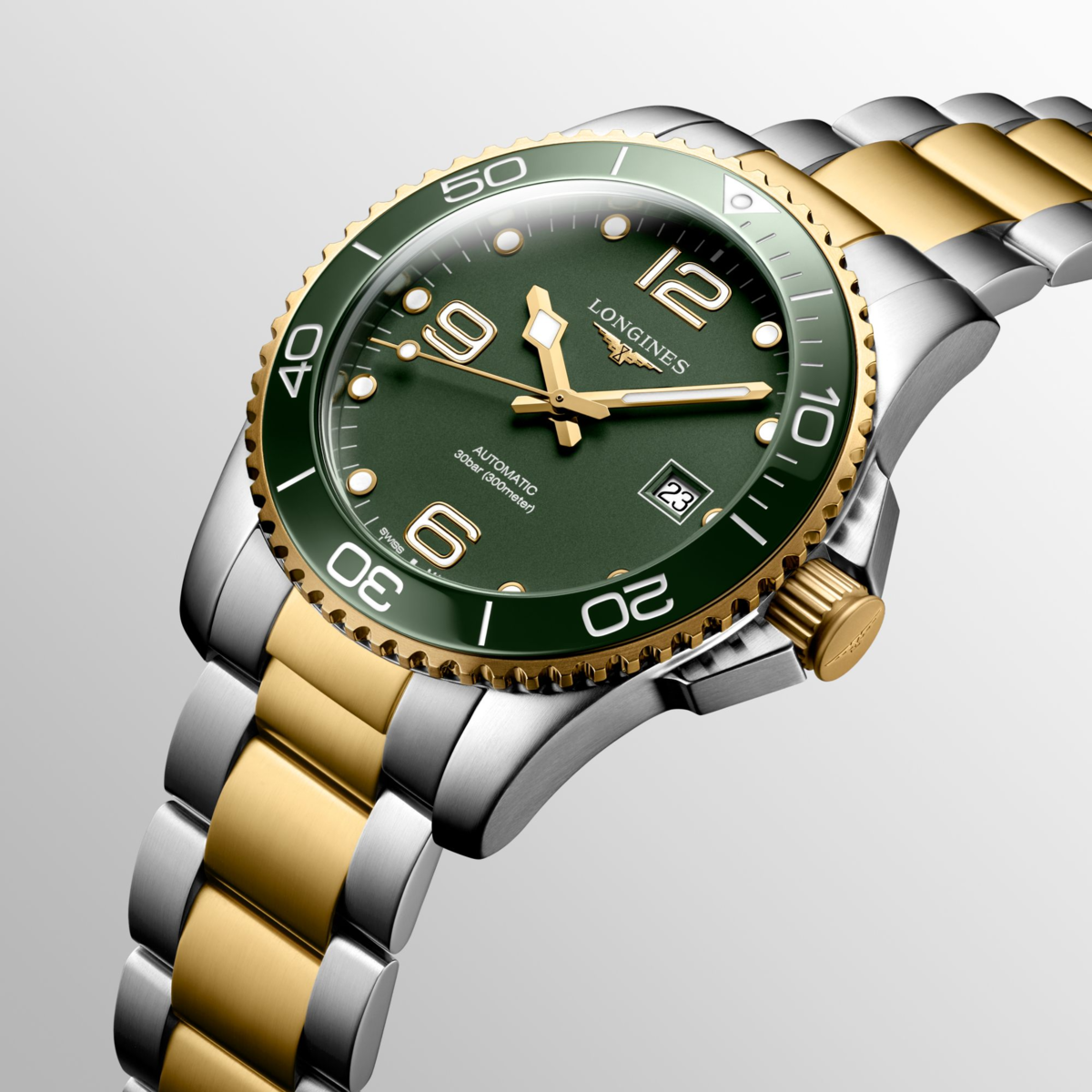 Longines HydroConquest Green Dial Two Tone Mens Watch L37813067