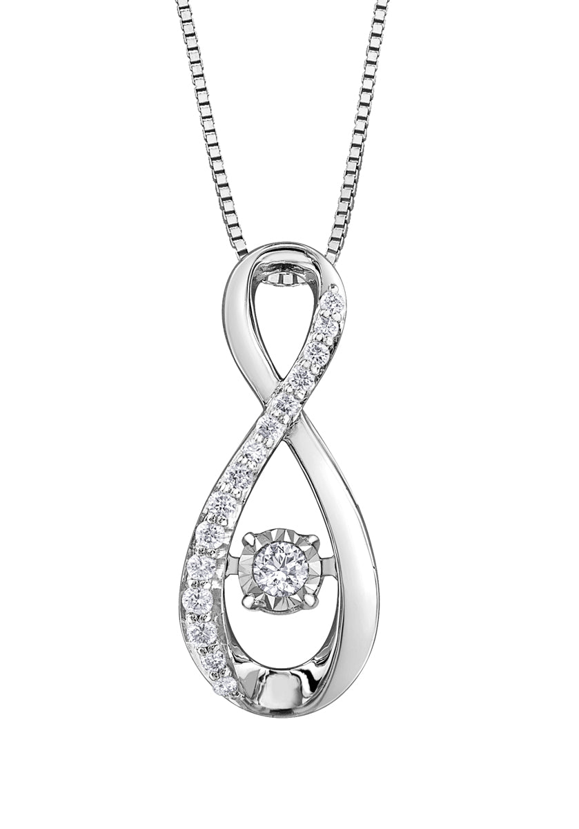 9ct Canadian White Gold Pulse Diamond Set Infinity Pendant Necklace P4373W/10C-10