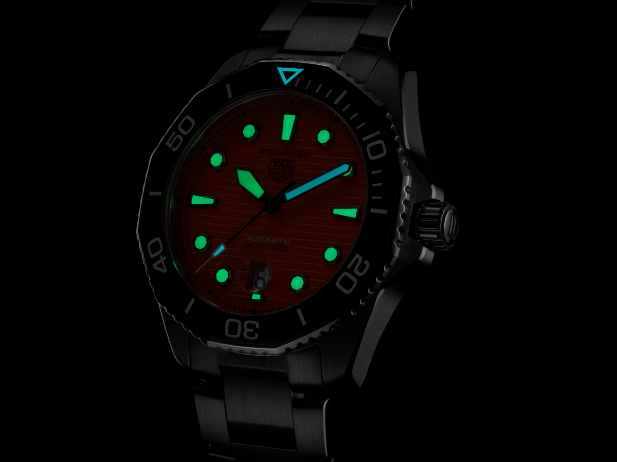 TAG Heuer Aquaracer Professional 300 Orange Dial Calibre 5 Automatic Stainless Steel Mens Watch WBP201F.BA0632