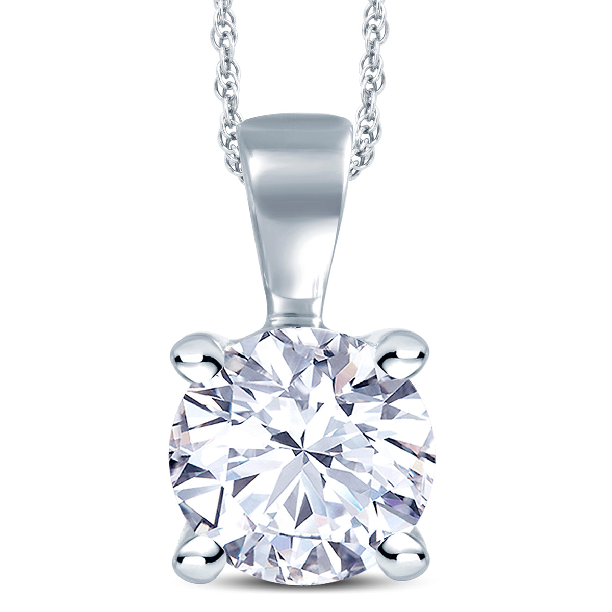 18ct White Gold 4 Claw Set 1.00ct Diamond Pendant Necklace