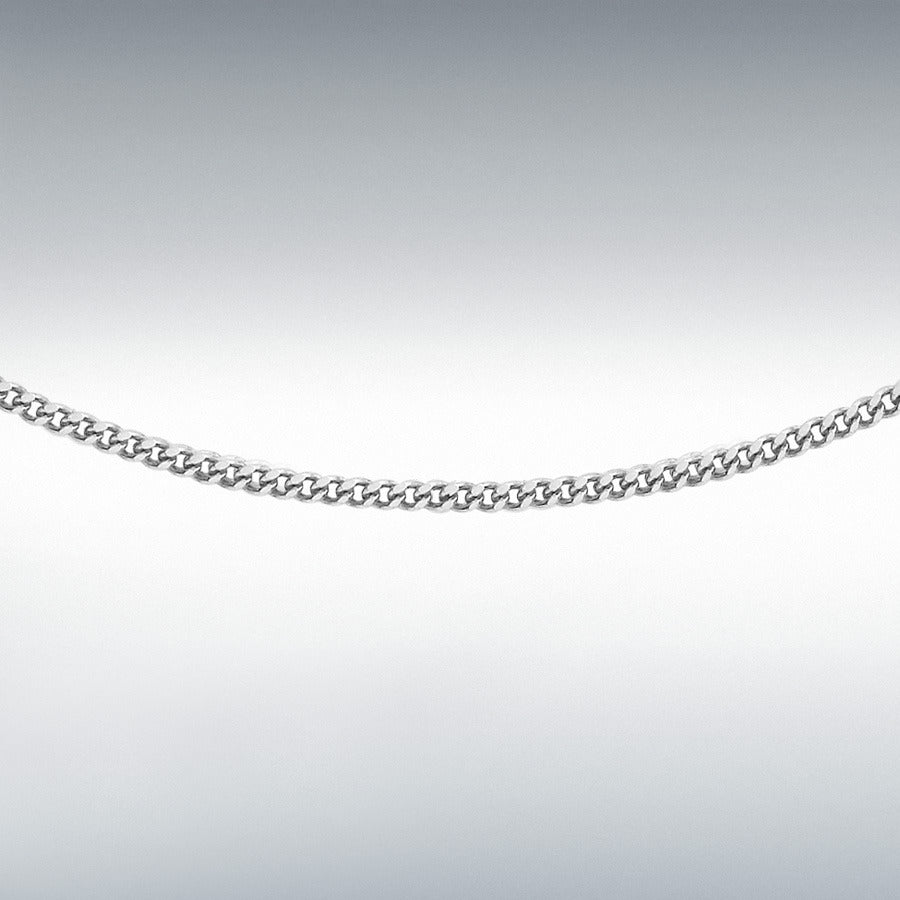 18ct White Gold Diamond Cut Curb Chain Link 18" Necklace