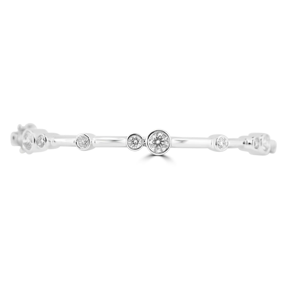 18ct White Gold Diamond Set Single Row Bubble Bangle
