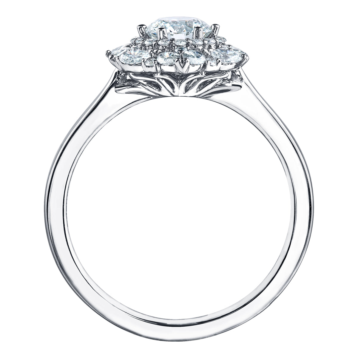 18ct White Gold Multi-Cut Maple Leaf Diamond Set 0.92ct Fancy Cluster Dress Ring