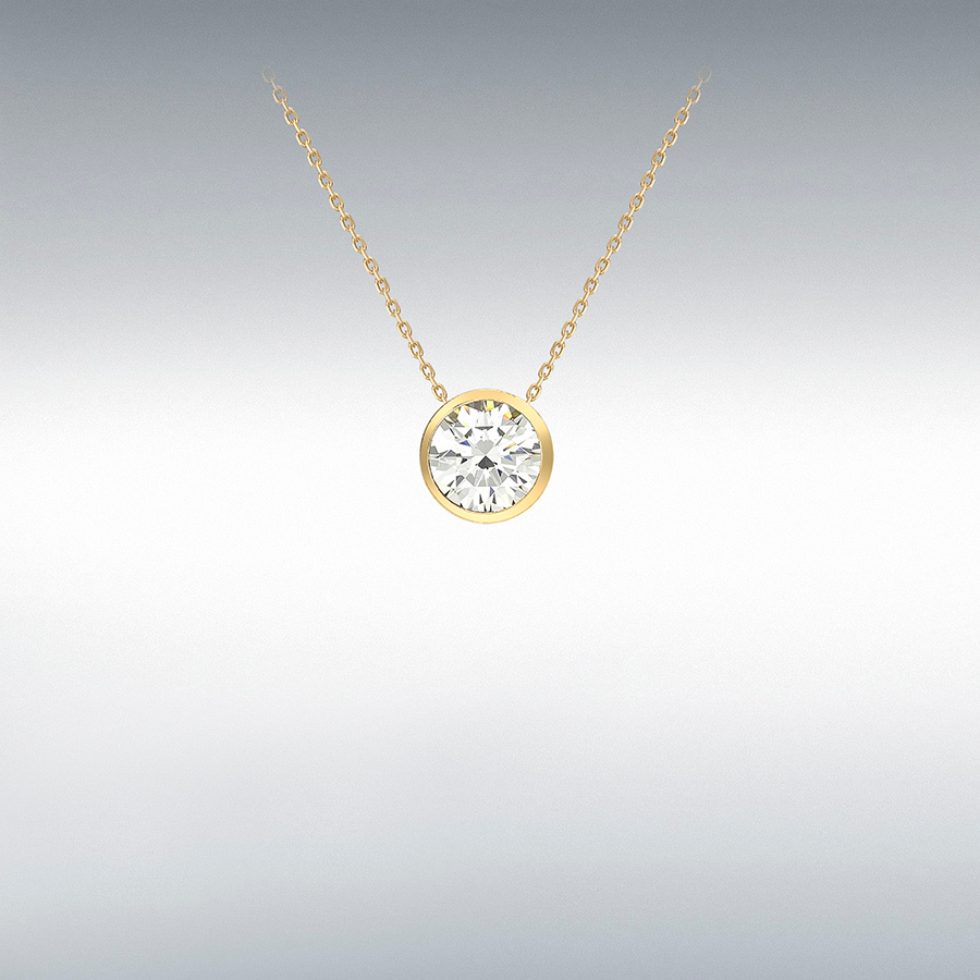 9ct Gold Cubic Zirconia Set Slider Pendant Necklace