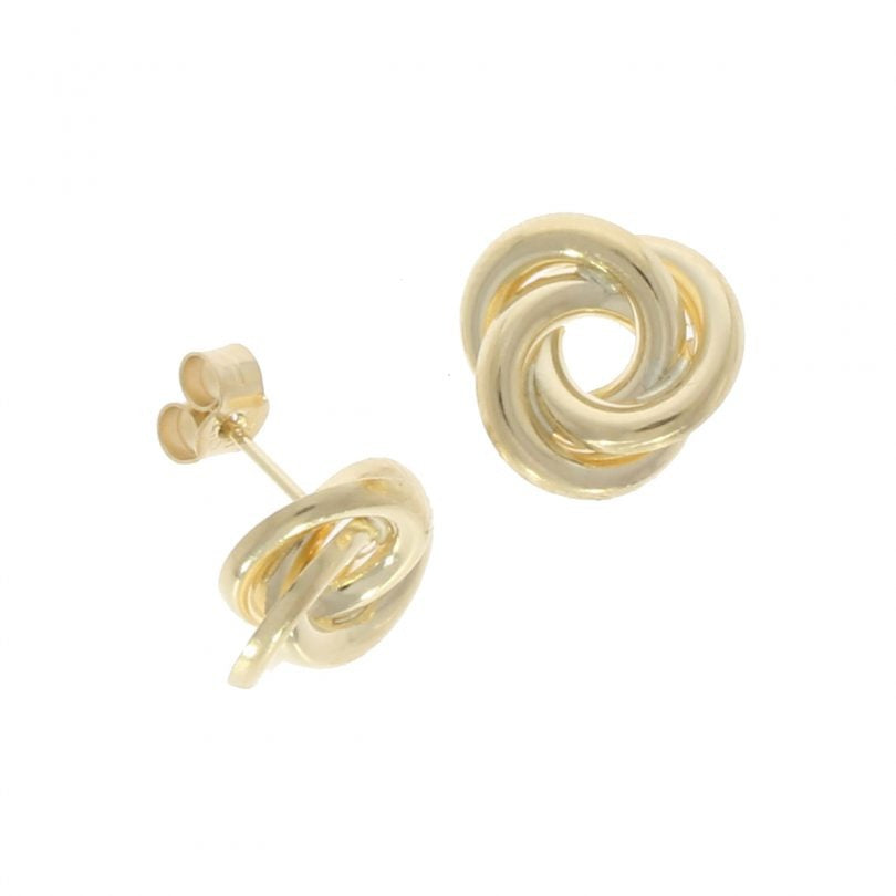 9ct Gold Flat Loop Knot Stud Earrings