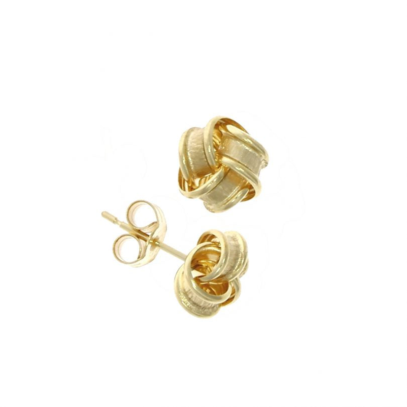 9ct Gold Frosted Ribbon Knot Stud Earrings