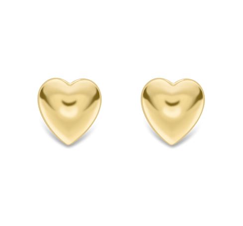 9ct Gold Heart Stud Earrings