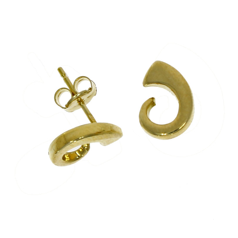 9ct Gold Openwork Swirl Tusk Stud Earrings